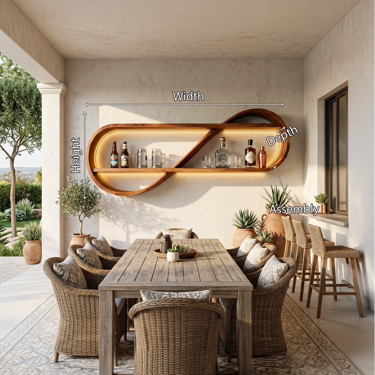 Scandinavian Open Shelf Wine Rack For Apartment Interior