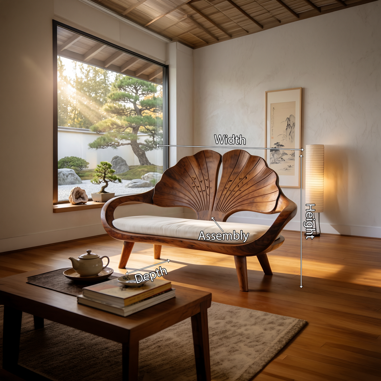 Minimalist Ginkgo Leaf Back Bench For Reading Interior Area
