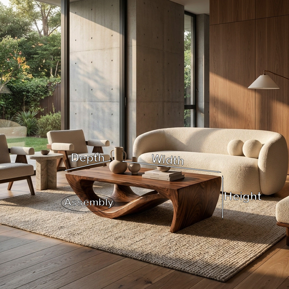 Modern Sculptural Wooden Coffee Table For Living Room