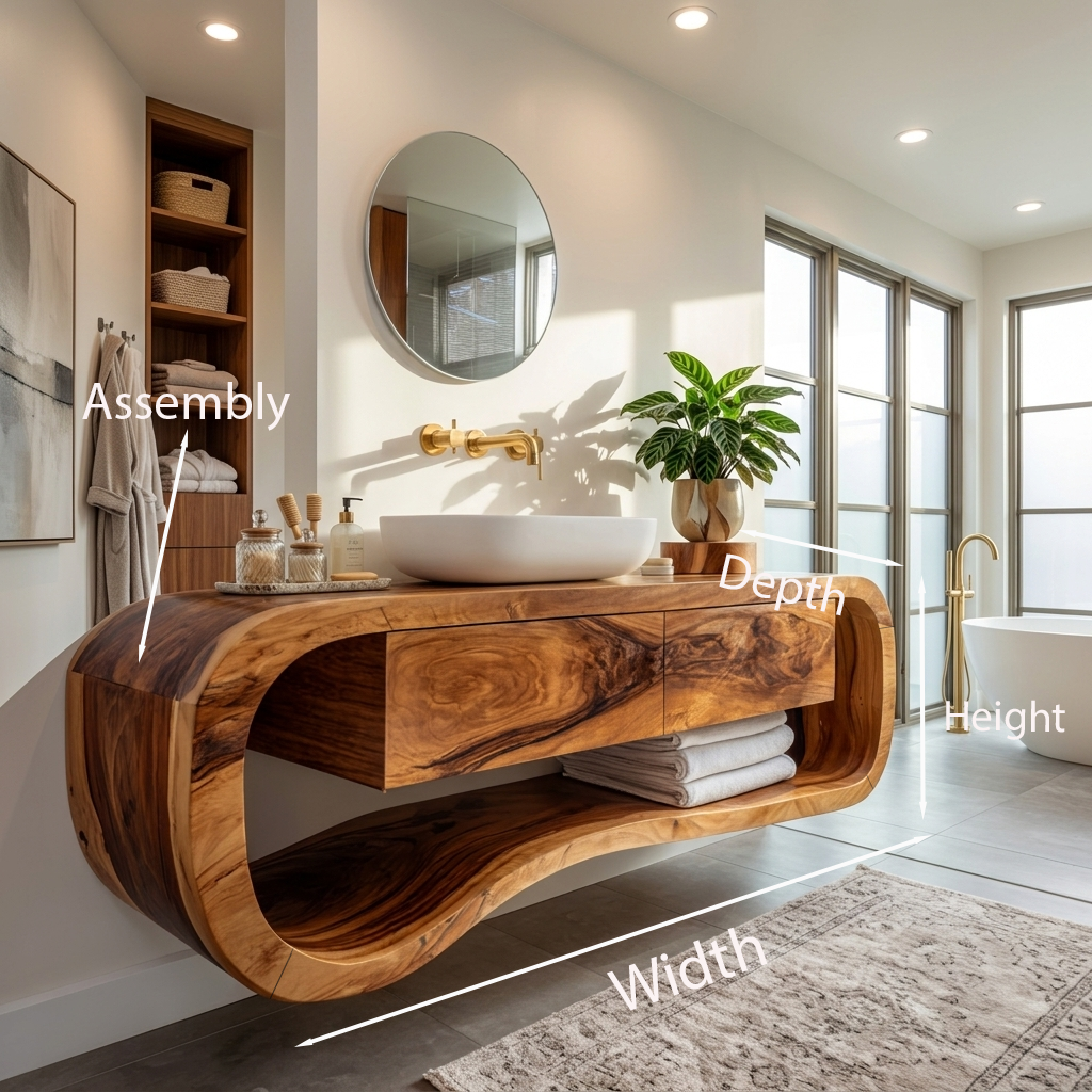 Floating Bathroom Vanity With Open Towel Shelf For Modern Bath