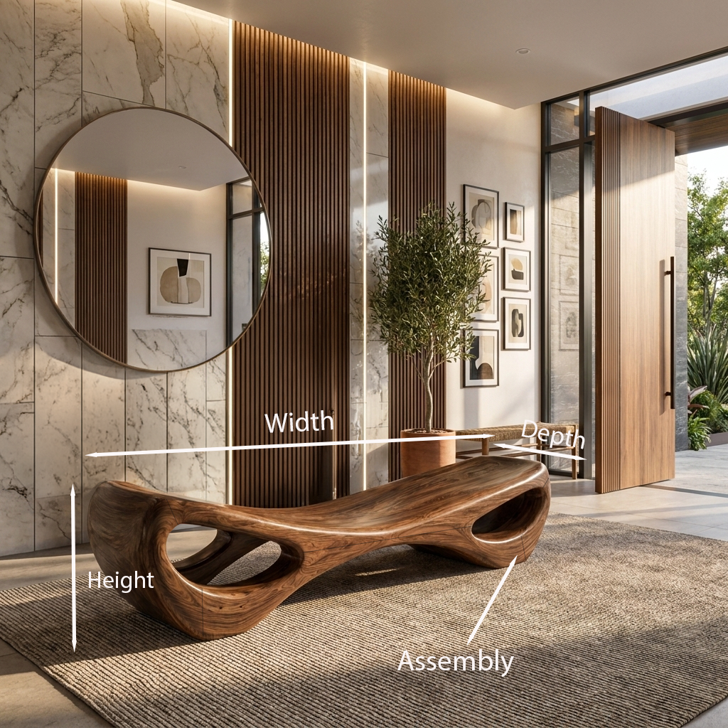 Organic Sculptural Entryway Bench For Luxury Entryway Decor