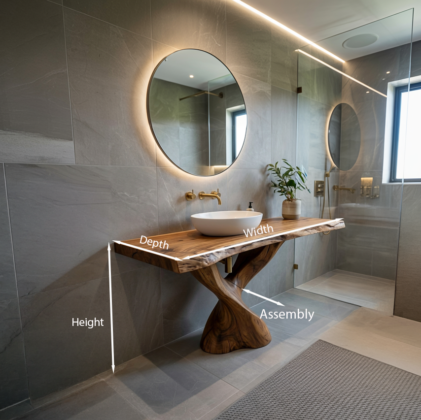 Modern Bathroom Vanity With Twisted Base For Spa Bath