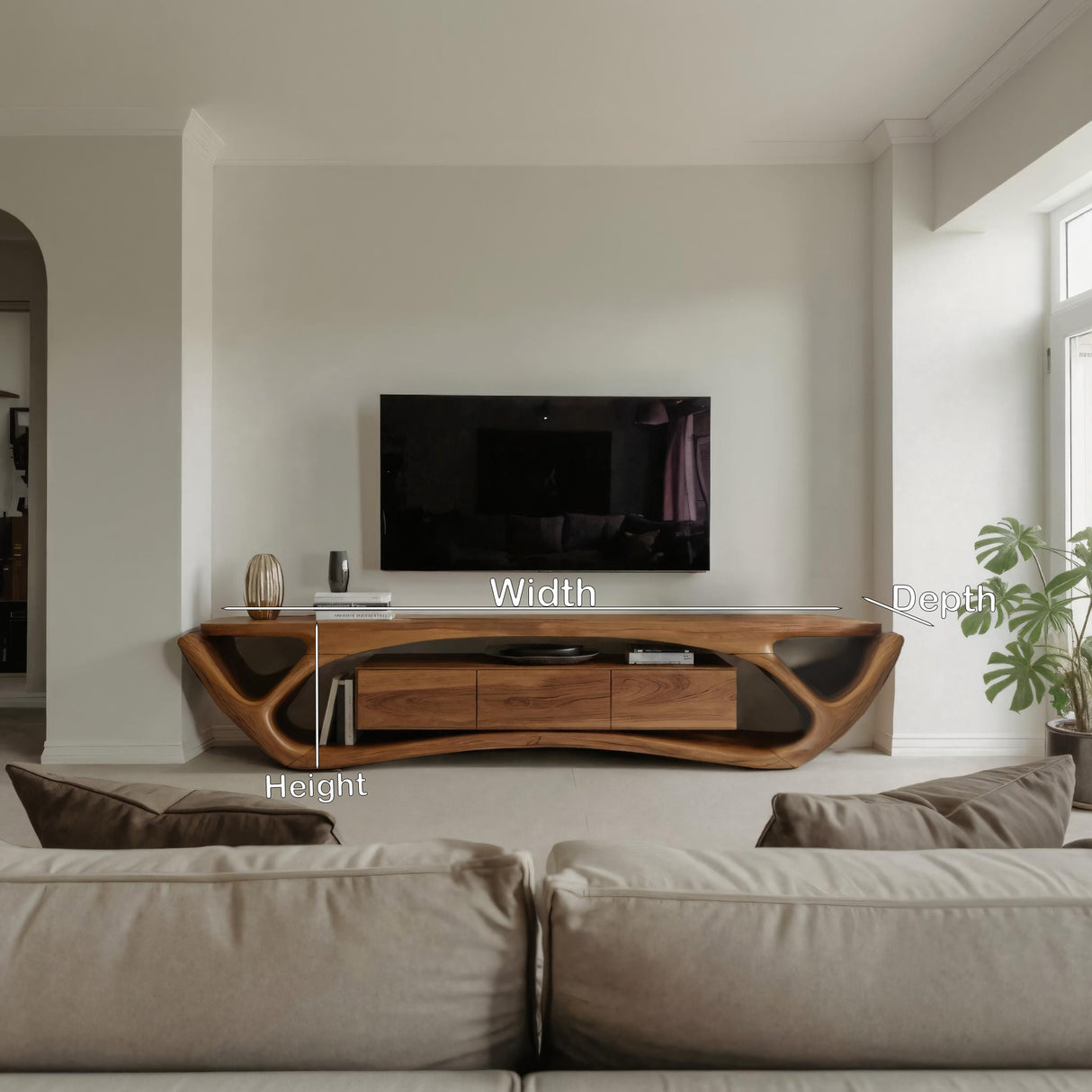 Quiet Luxury Modern Organic TV Console For Living Room