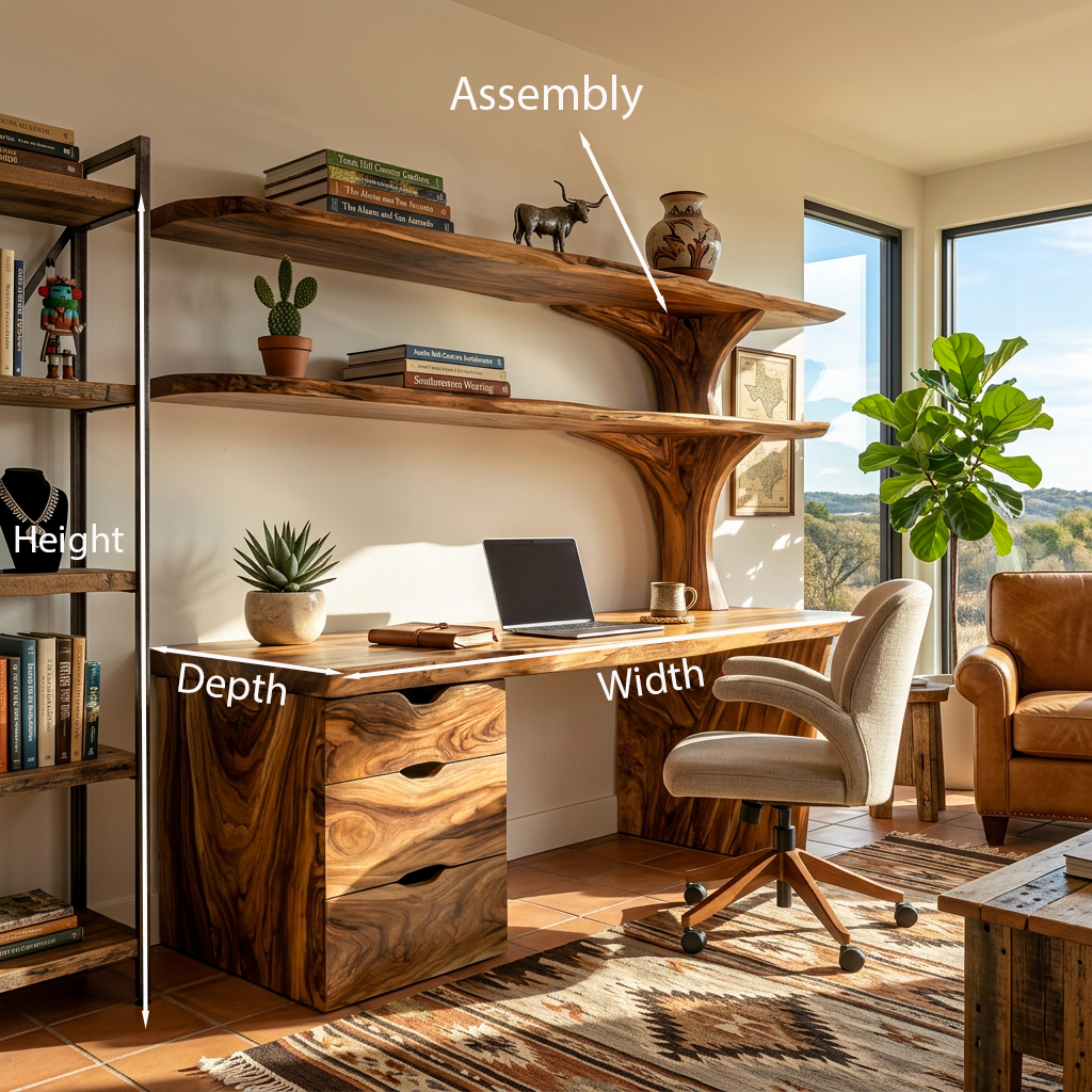 Wooden Desk With Integrated Shelving And Drawer For Contemporary Office