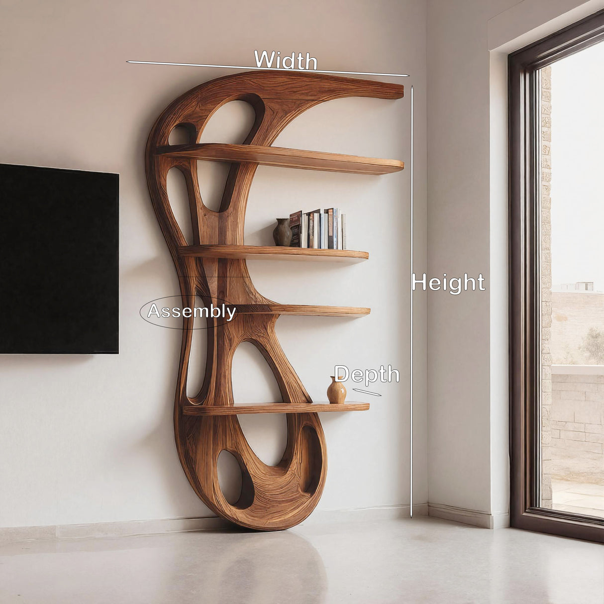 Modern Organic Bookshelf For Living Room Interior Decor