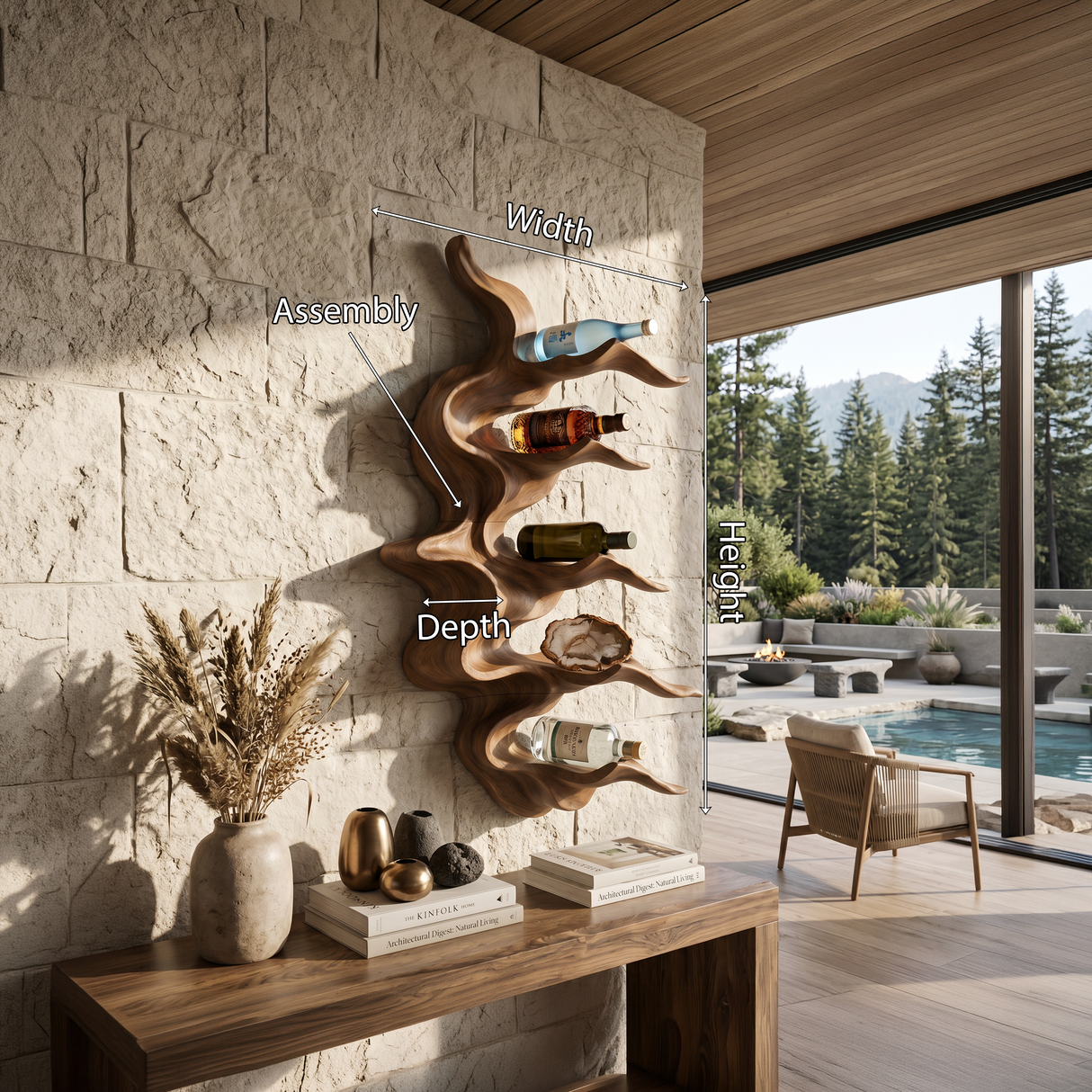 Organic Mountain Ridge Wine Rack For Home Bar
