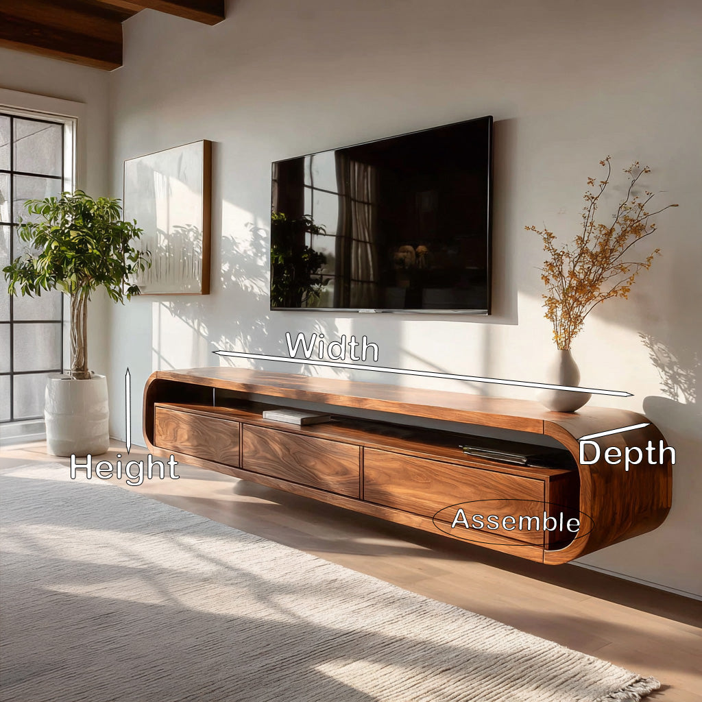 Modern Wooden Floating TV Stand For Living Room Storage