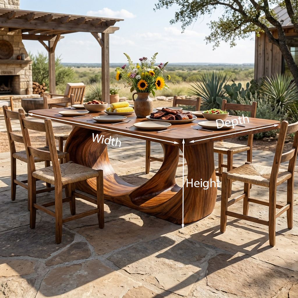 Wooden Dining Table With Artistic Base For Dining Room
