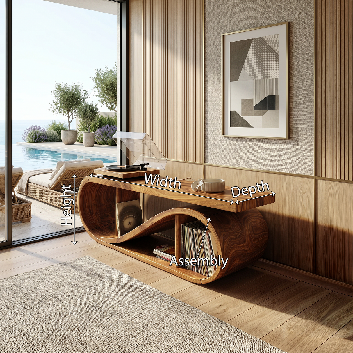 Coastal Wave Record Storage Cabinet Beach Residence