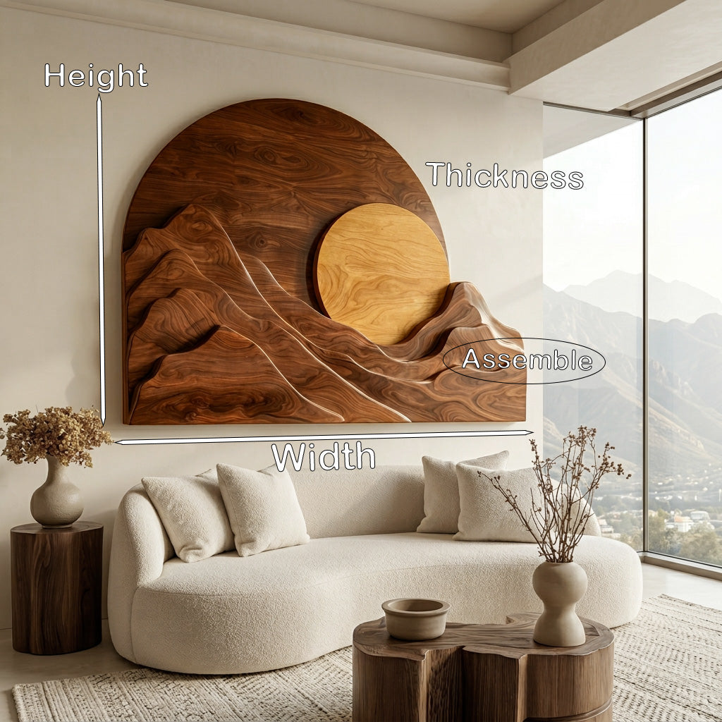 Organic Modern Mountain Wood Wall Art For Living Room