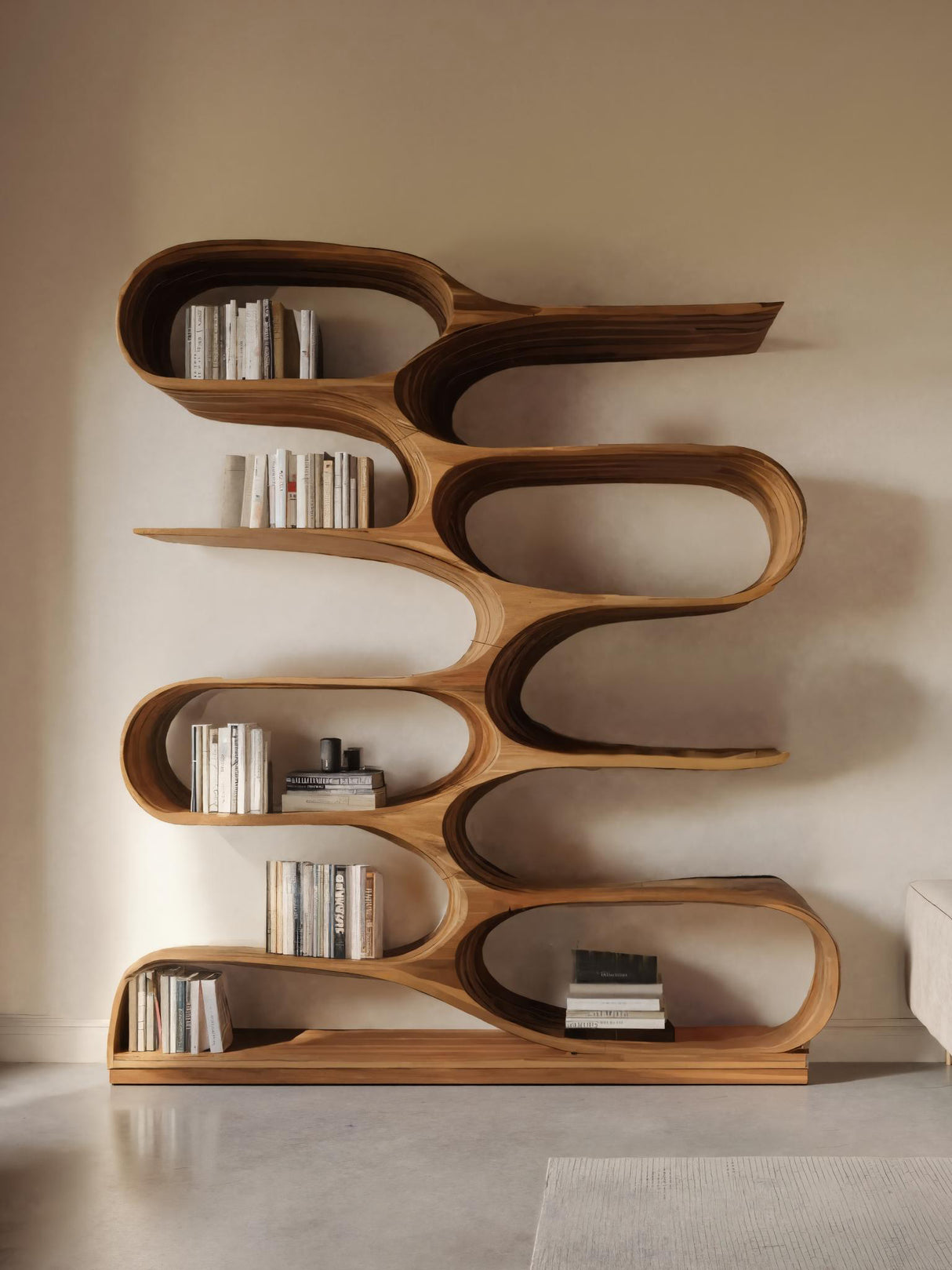 Organic Living Room Bookshelf For Home Decor