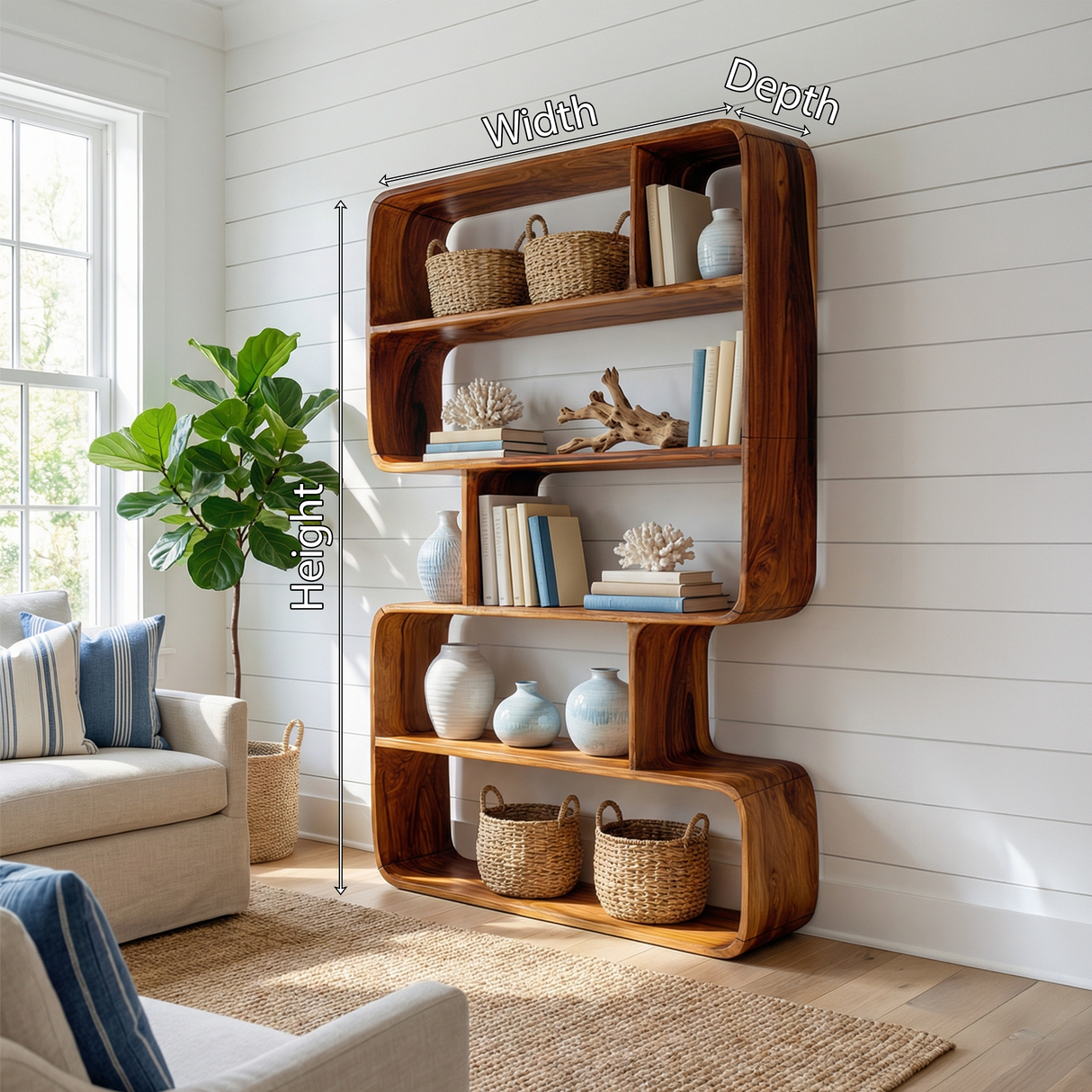 Organic Sculptural Bookshelf For Living Storage Display
