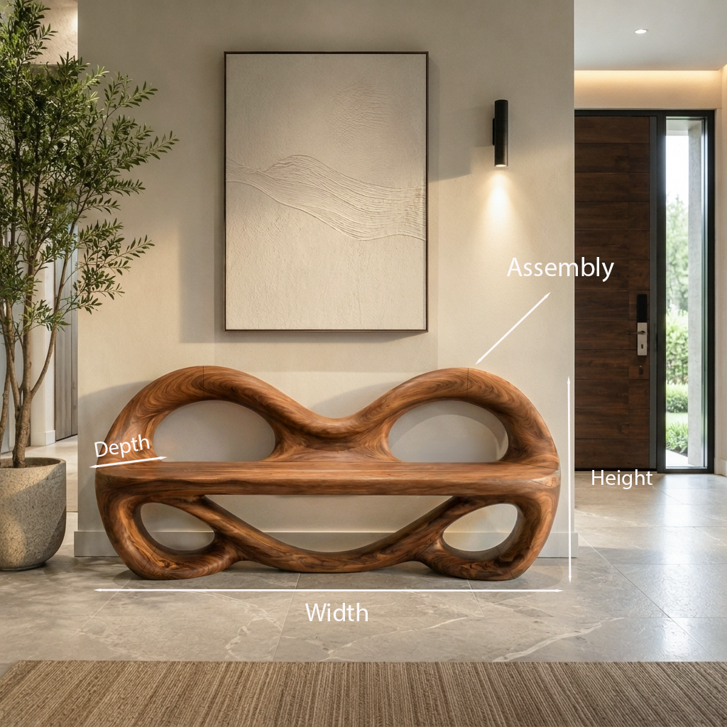 Sculptural Entrance Bench For Luxury Entryway Decor