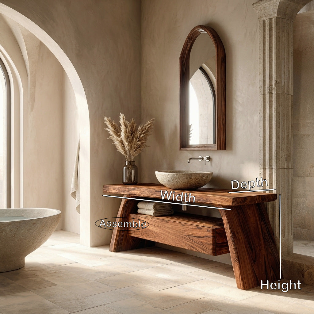 Modern Wooden Bathroom Vanity With Integrated Cabinet For Bathroom