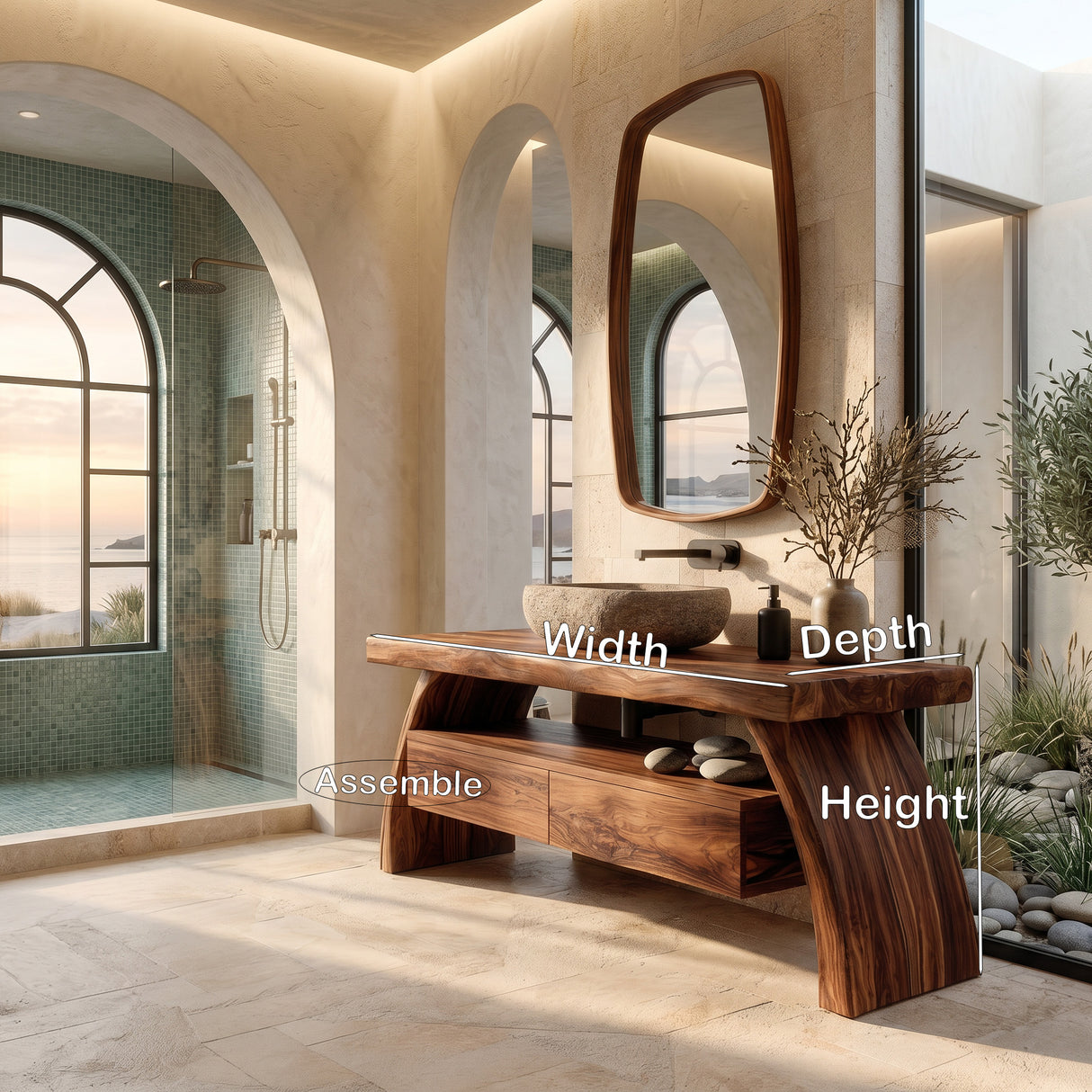 Contemporary Wood Bathroom Vanity With Drawer Storage For Bathroom
