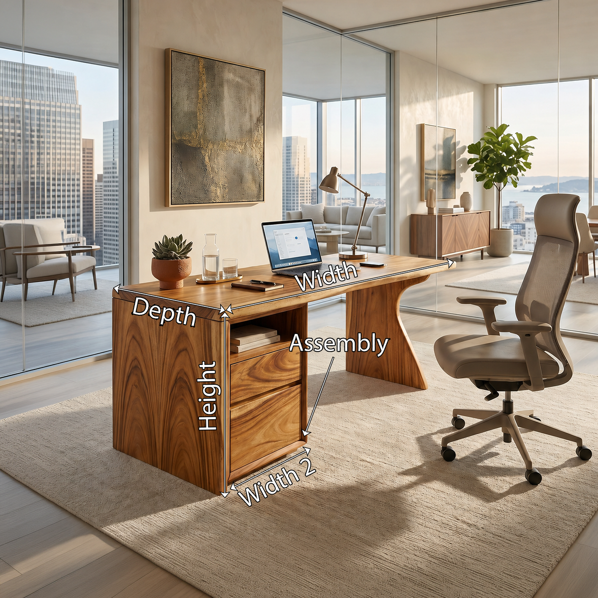 Contemporary Laptop Desk With Side Storage For City Apartment Office