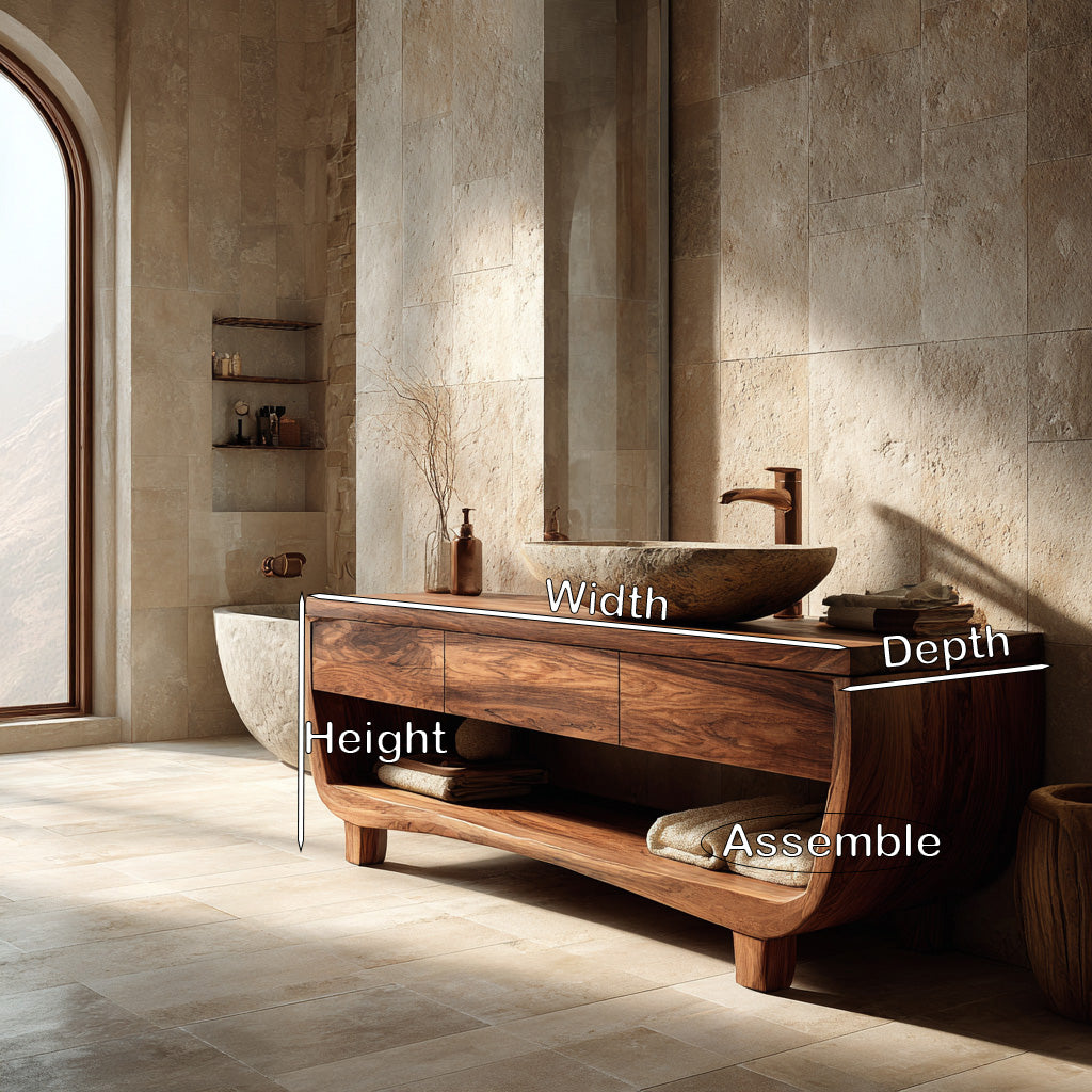 Organic Bathroom Vanity With Curved Frame For Bathroom