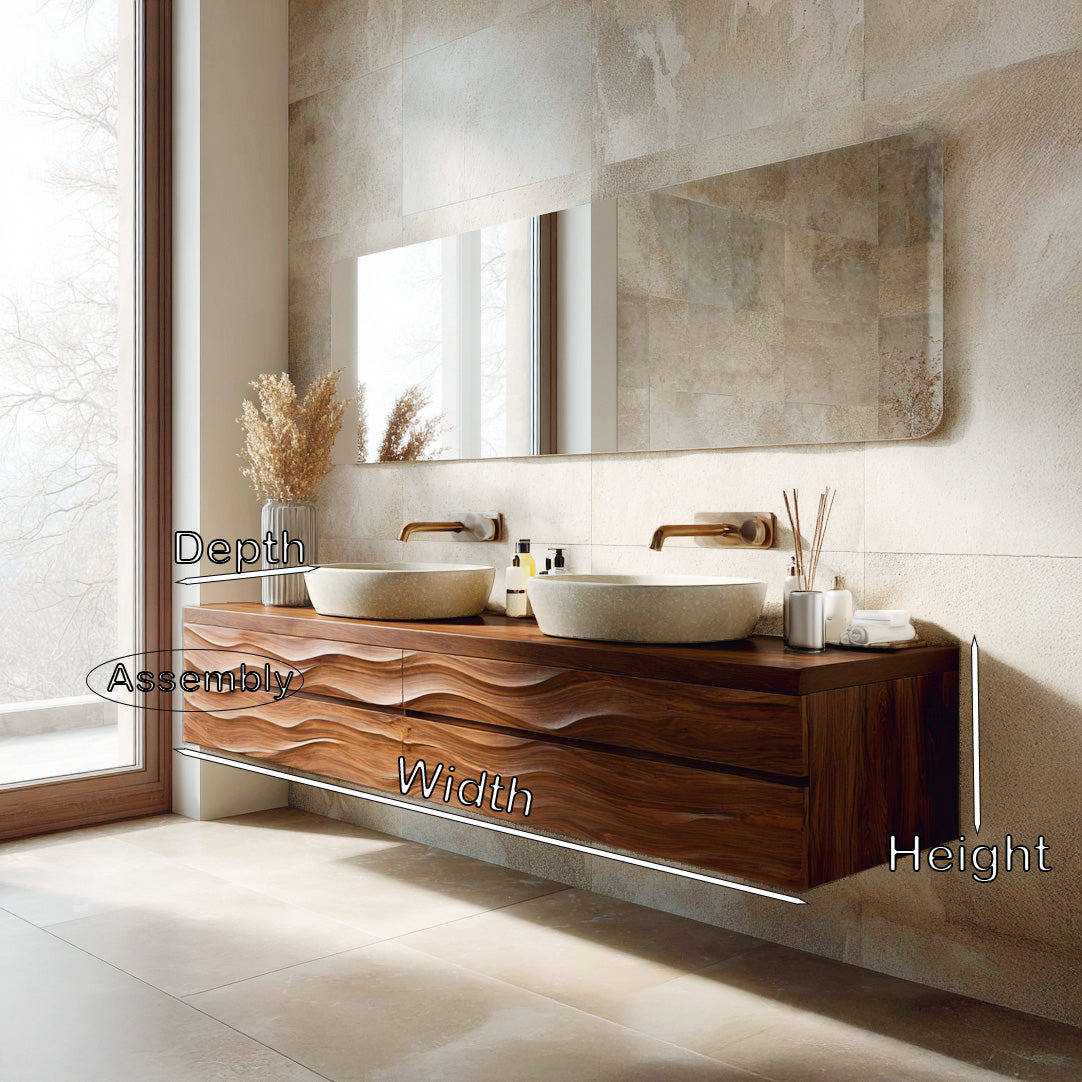 Modern Floating Bathroom Vanity With Wave Texture For Bathroom