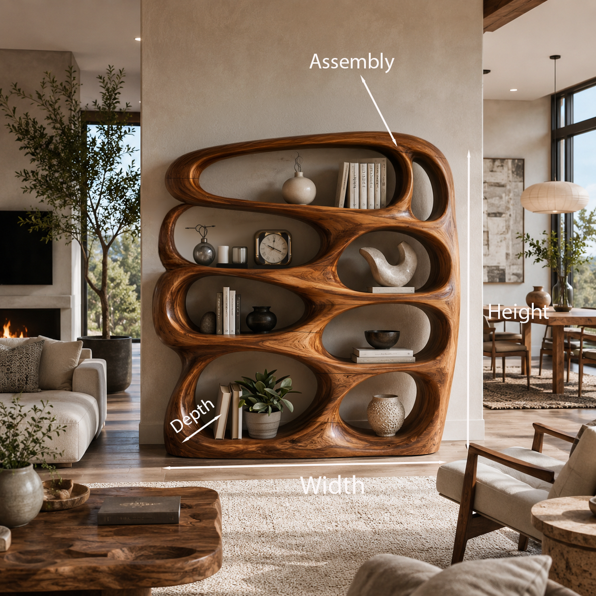 Sculptural Wooden Bookshelf Architecture Inspired Design For Modern Homes