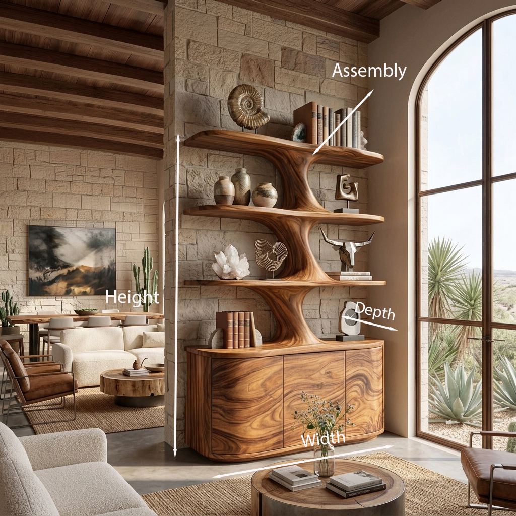Wooden Bookshelf With Cabinets Spacious Display Compartments For Interiors