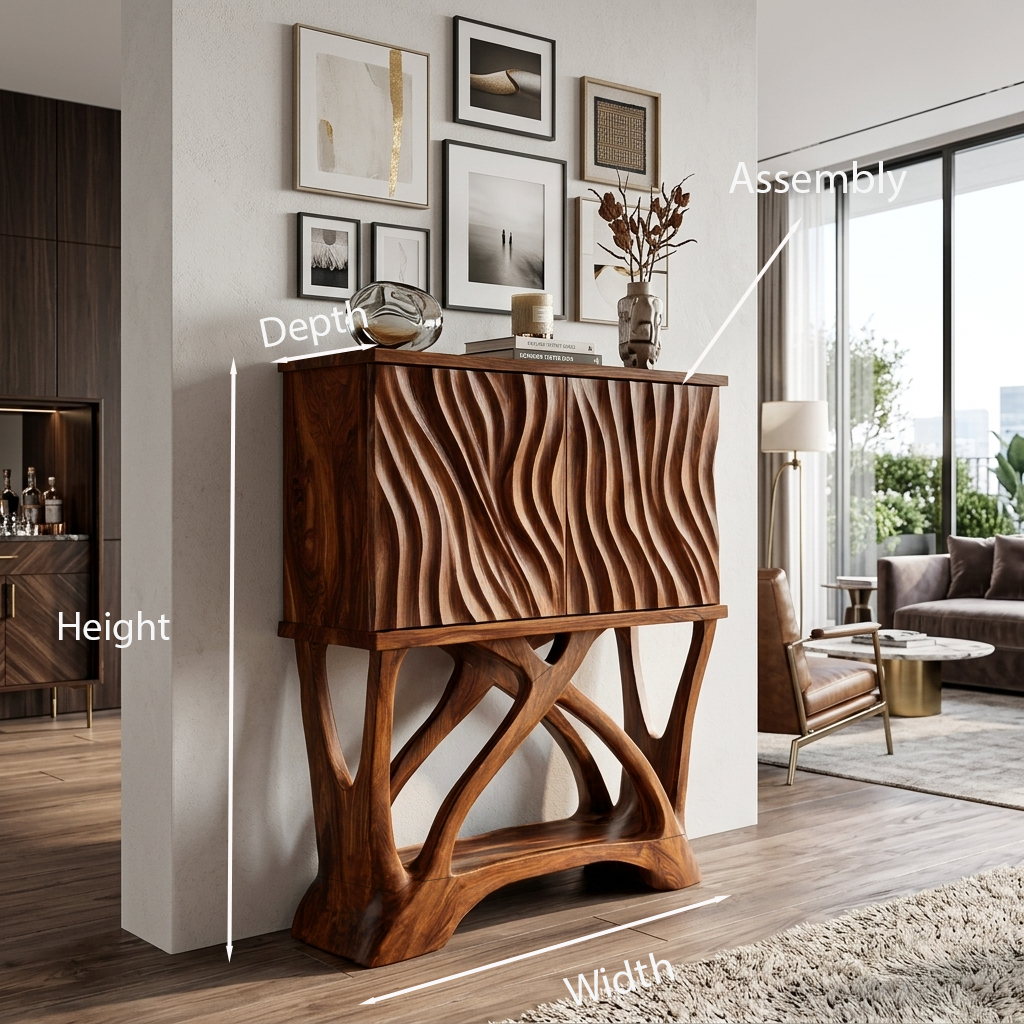 Modern Wooden Console Table With Sculptural Legs For Home Decor