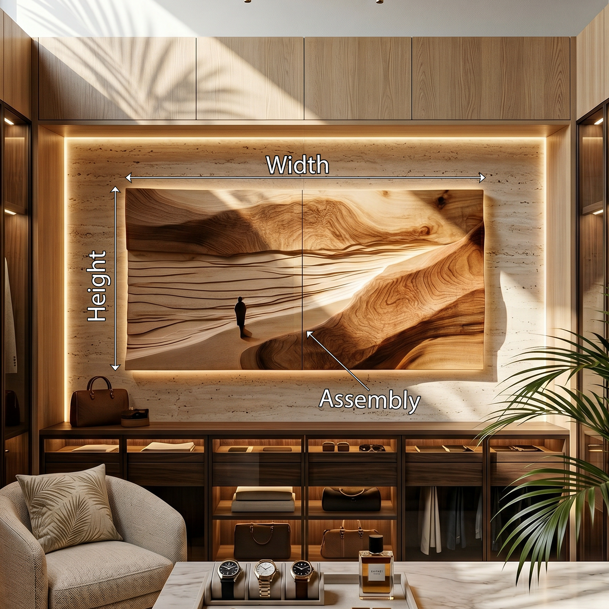Minimalist Sand Dune Wood Wall Art For Neutral Modern Interior Styling