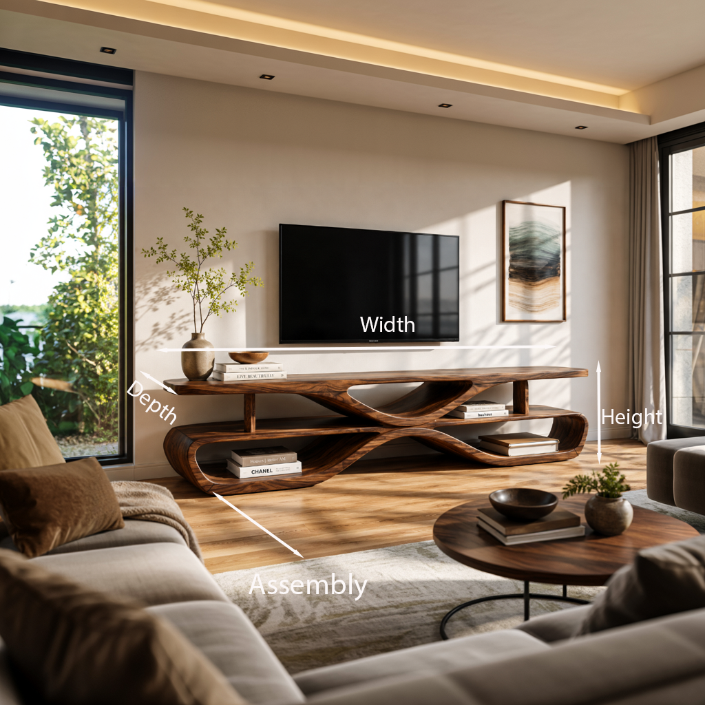 Modern TV Stand With Sculptural Flow Form For Media Room