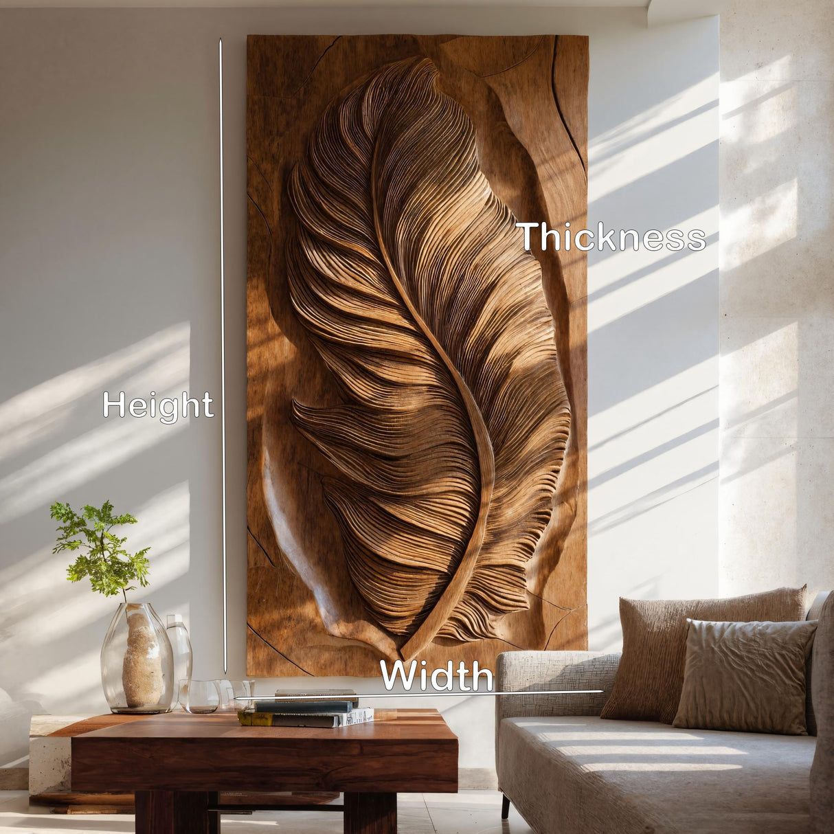 Luxury Organic Feather Wall Sculpture For Home