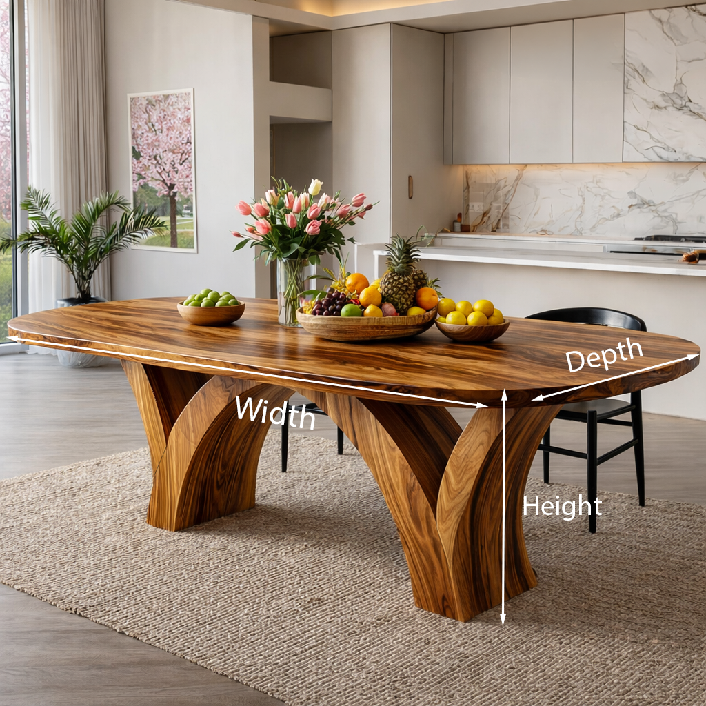 Modern Wooden Dining Table With Elegant Base For Dining Space