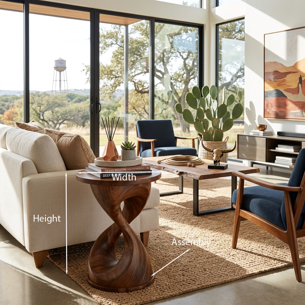 Luxury Side Table With Hourglass Shape Base For Living Room