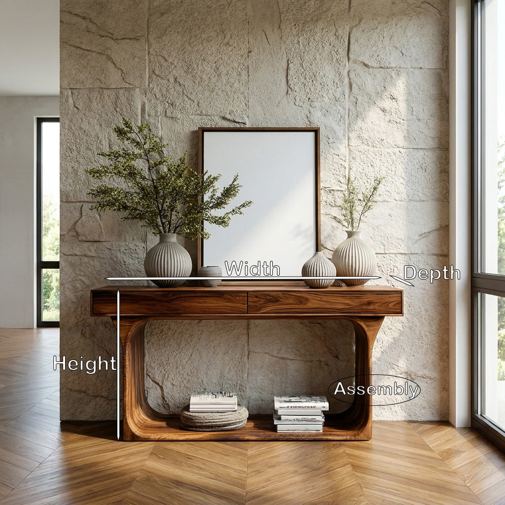 Modern Console Table With Rounded Base Frame For Home
