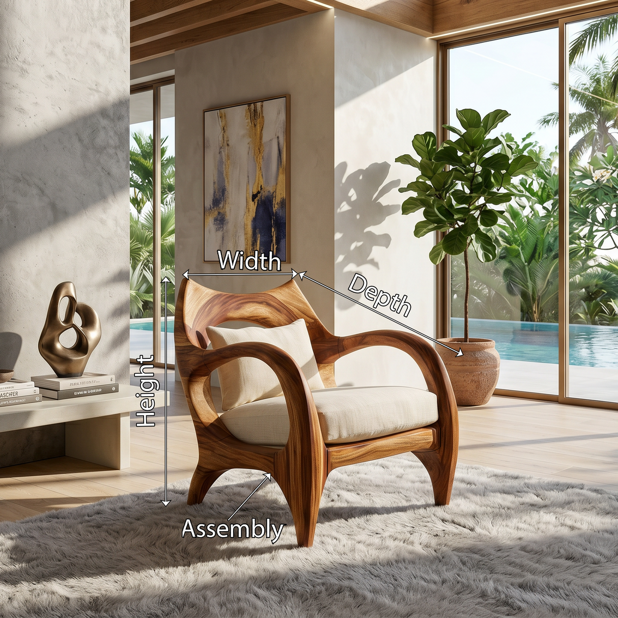 Zen-Inspired Organic Wood Chair for Modern Architectural Interiors