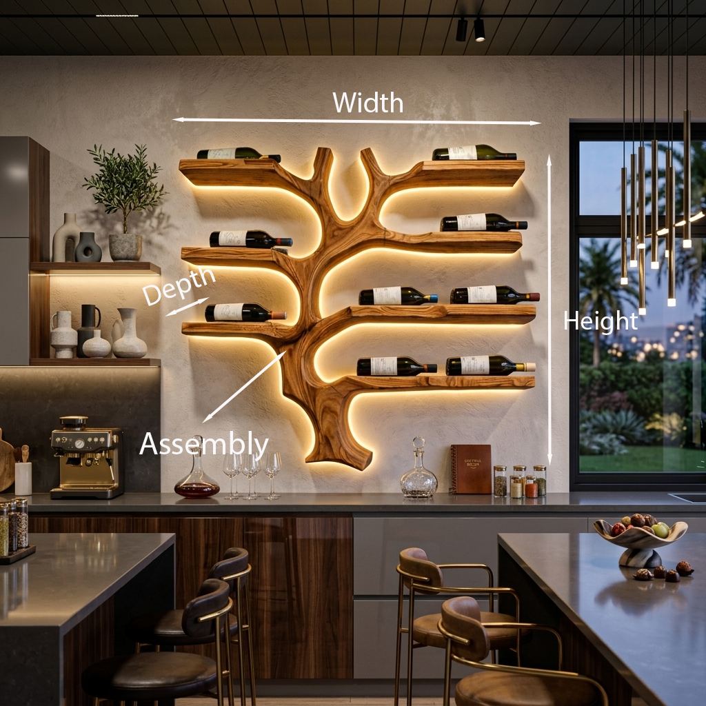 Modern Wall Mounted Branch Wine Holder For Kitchen