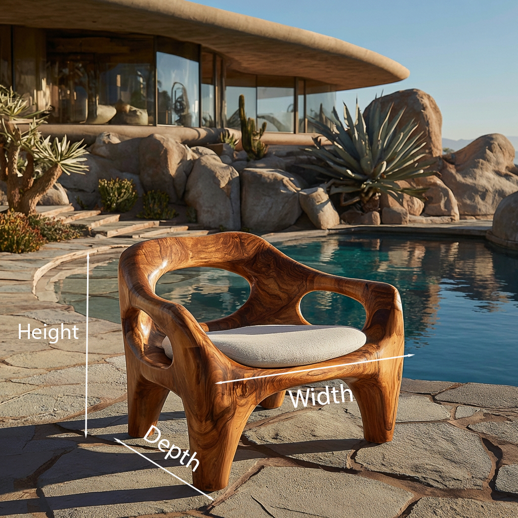 Modern Sculptural Natural Wood Accent Chair For Living Space