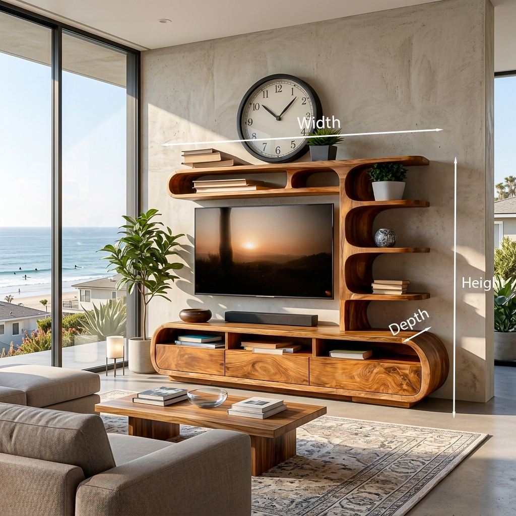 Elegant Wooden TV Console For Living Area