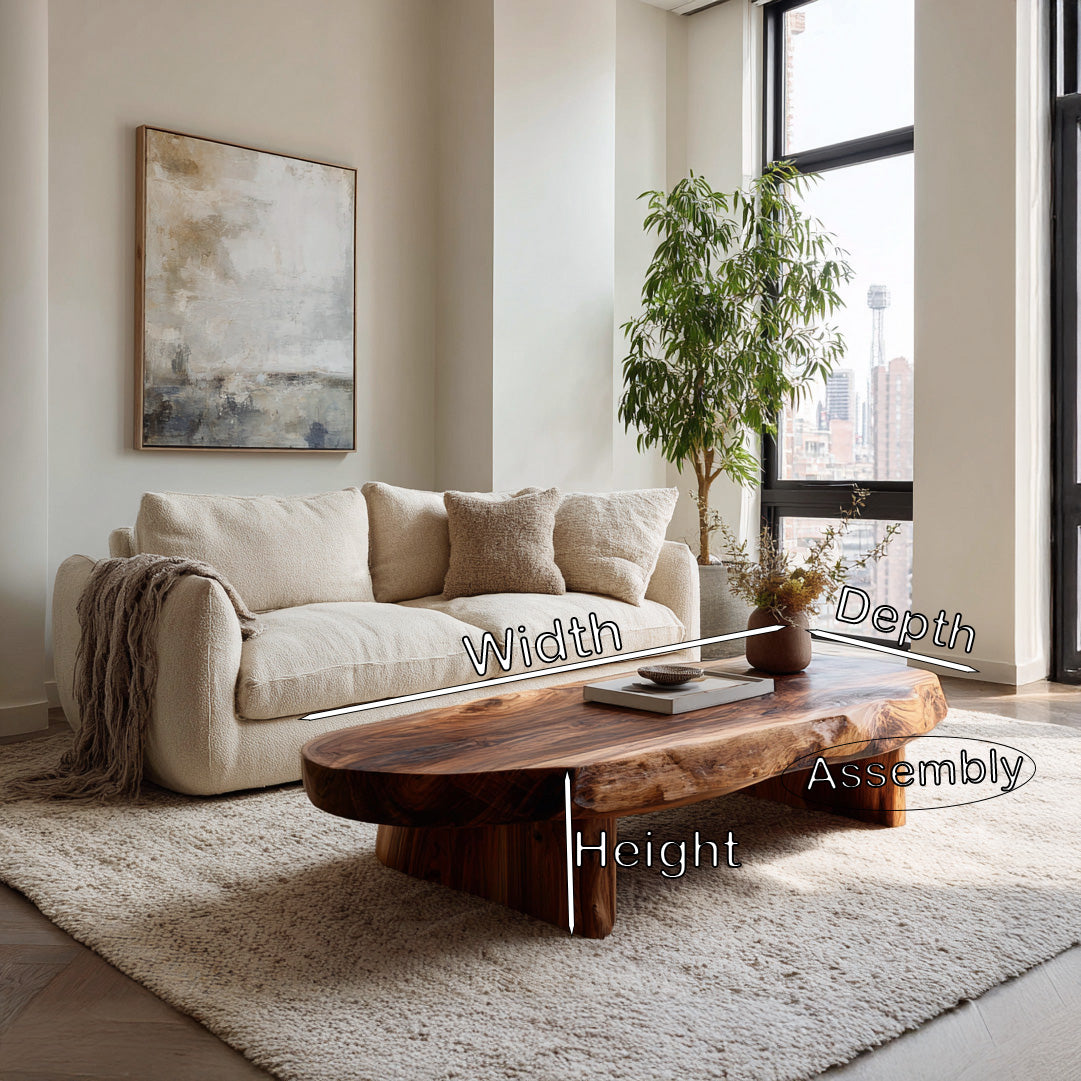 Rustic Coffee Table With Live Edge For Living Room