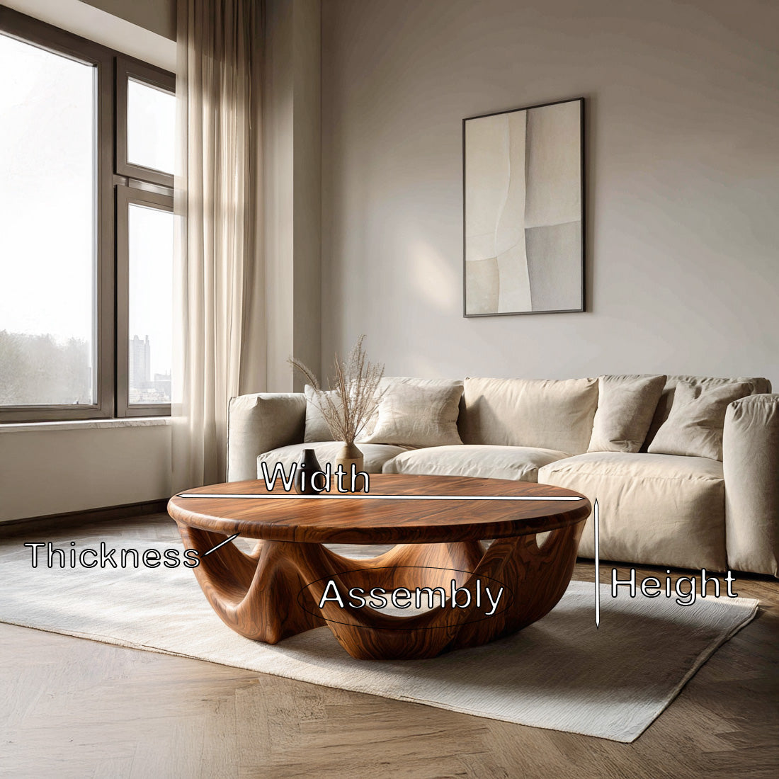 Modern Wave Base Coffee Table For Living Room Decor