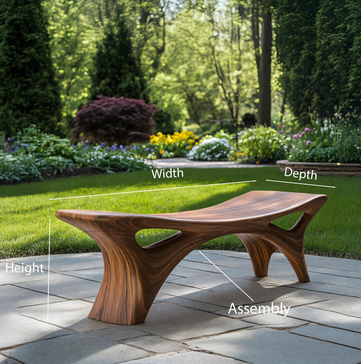 Contemporary Sculptural Outdoor Bench For Garden Or Terrace Lounge