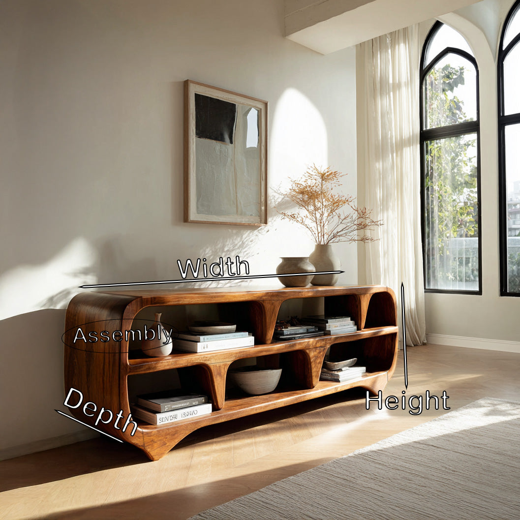 Contemporary Waterfall Wooden Bookshelf For Living Room