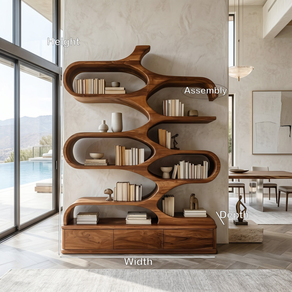 Contemporary Artistic Sculptural Bookshelf For Living Room