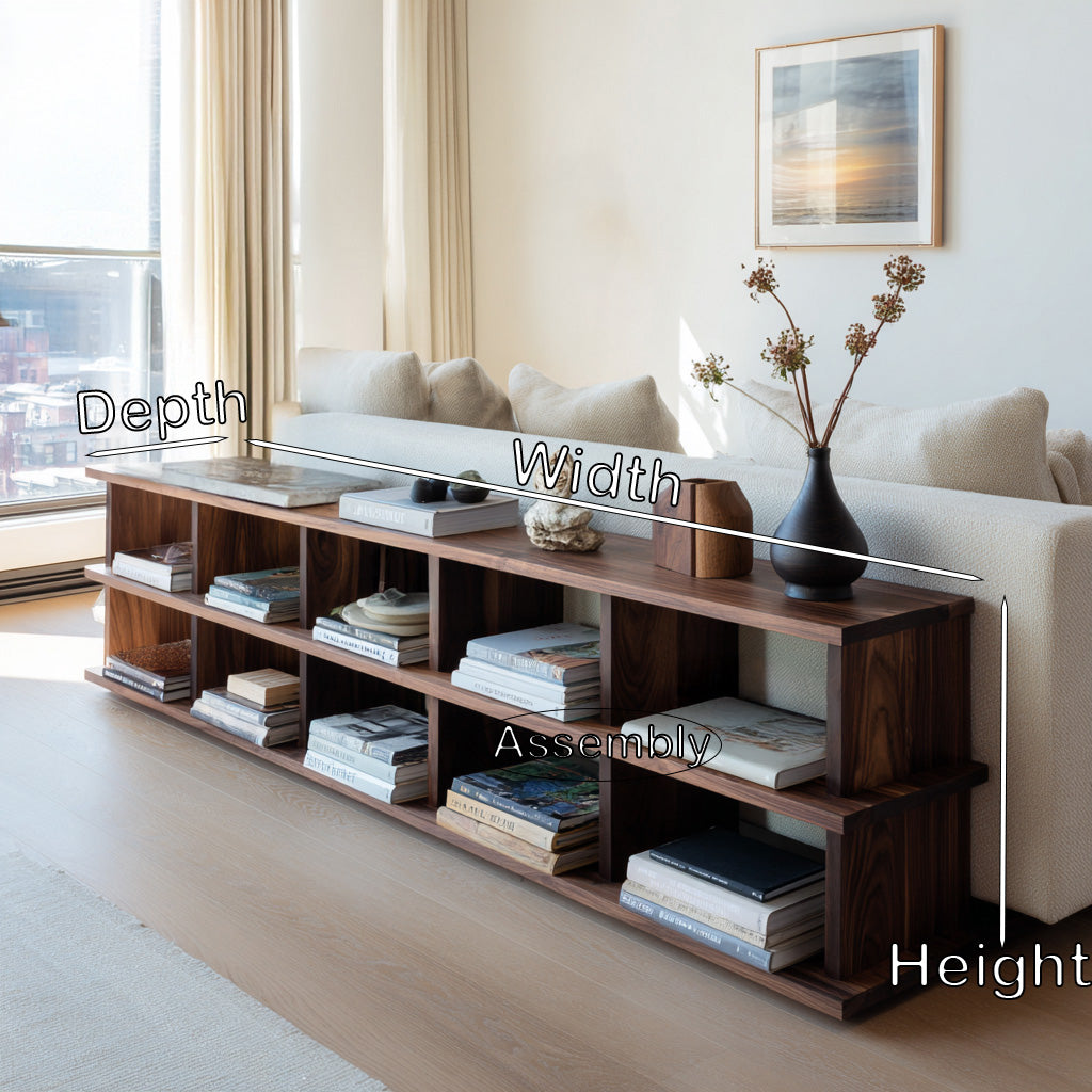 Modern Long Wooden Bookshelf For Living Room Storage