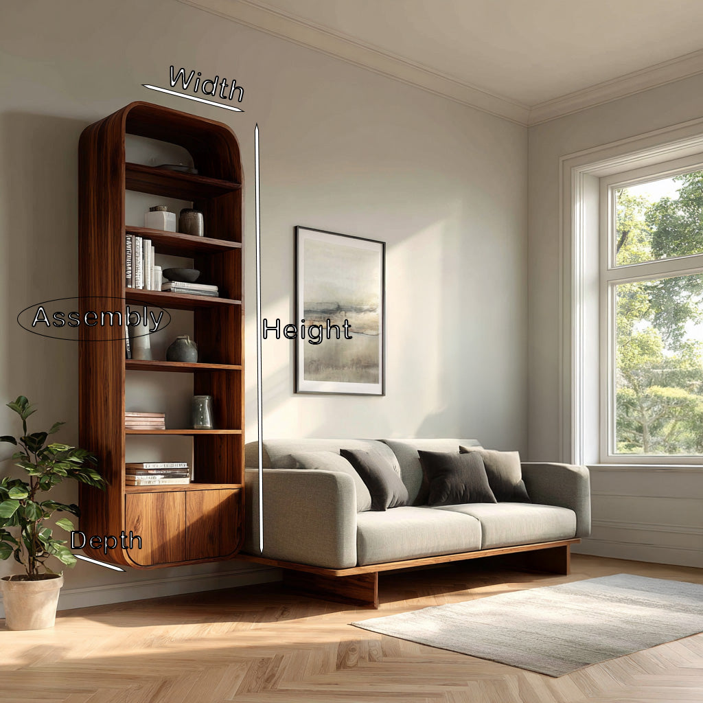 Organic Wooden Wall Mounted Bookshelf For Living Storage
