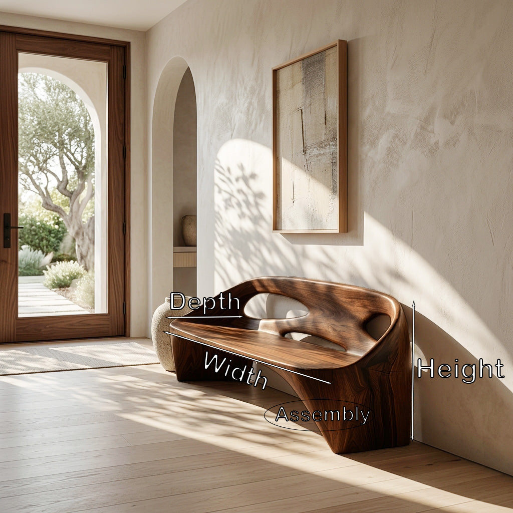 Japandi Natural Wood Bench For Living Room Furniture