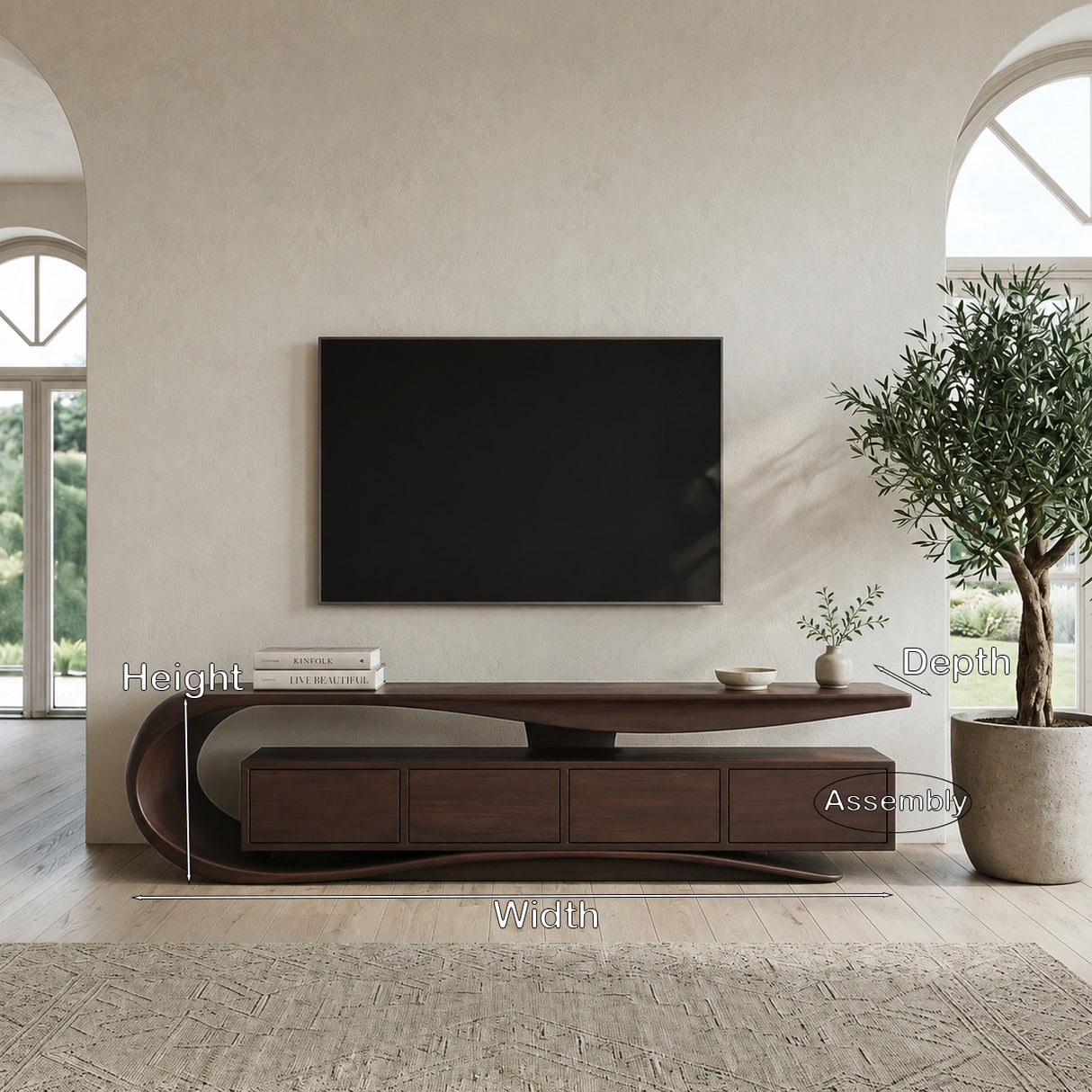 Contemporary Wave TV Console For Living Room