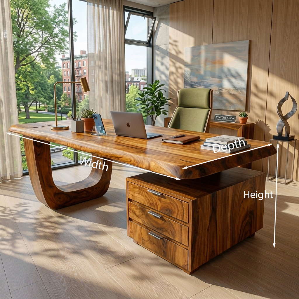 Minimalist Wooden Desk With Drawers For Home Workspace