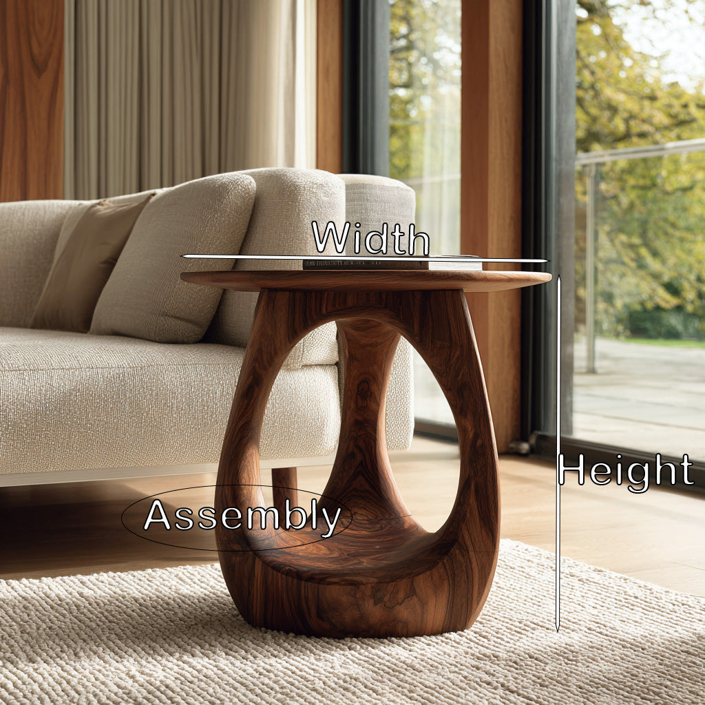 Modern Sculptural Wooden Loop Side Table For Home Decor