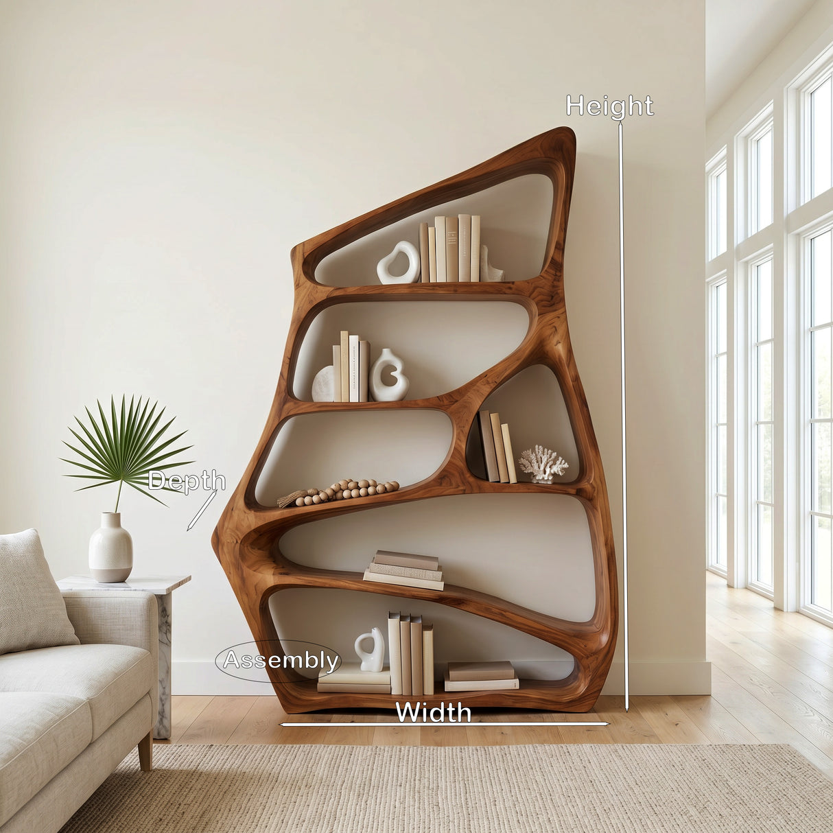 Modern Freeform Bookshelf For Living Room