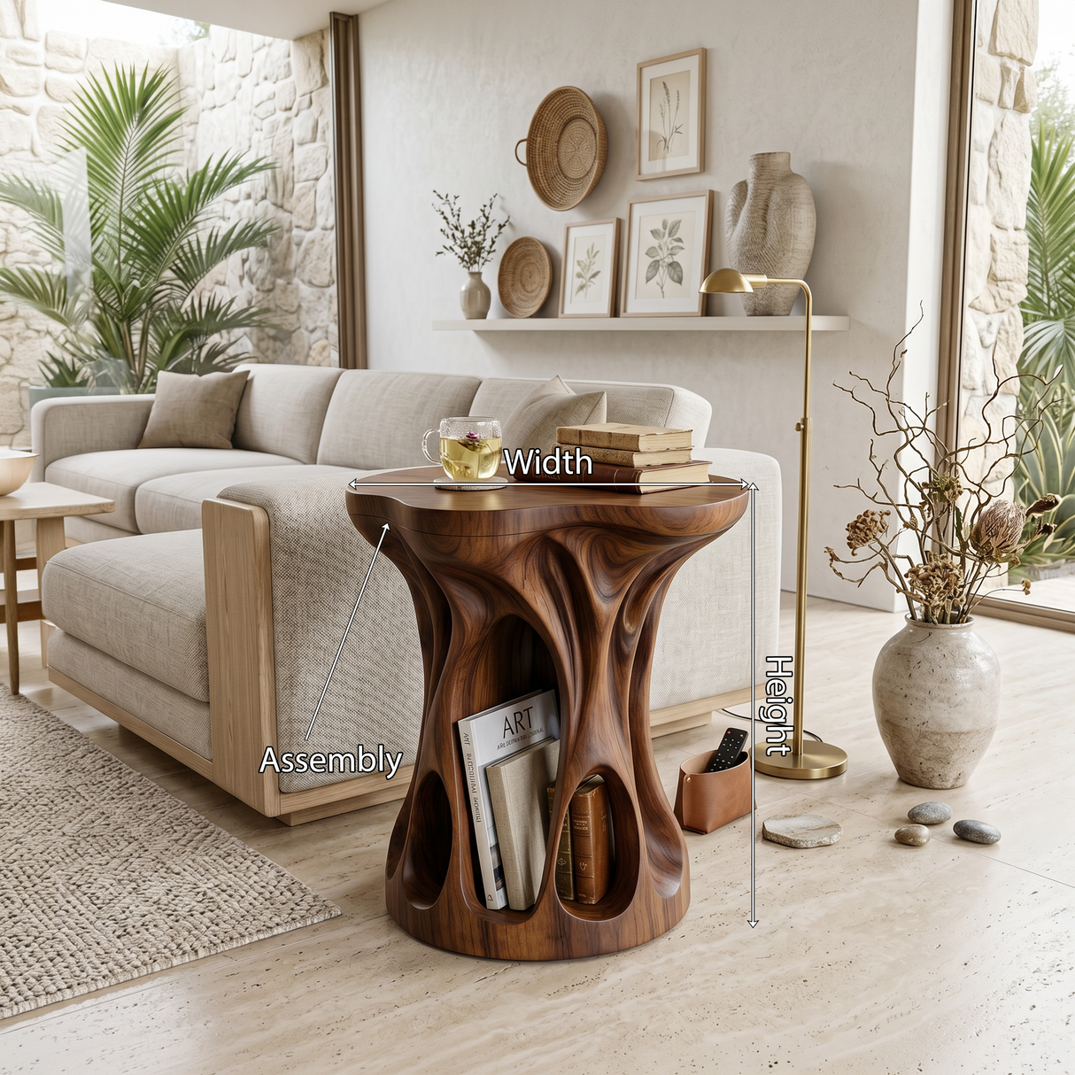 Mid Century Sculptural Accent Table For Living Room