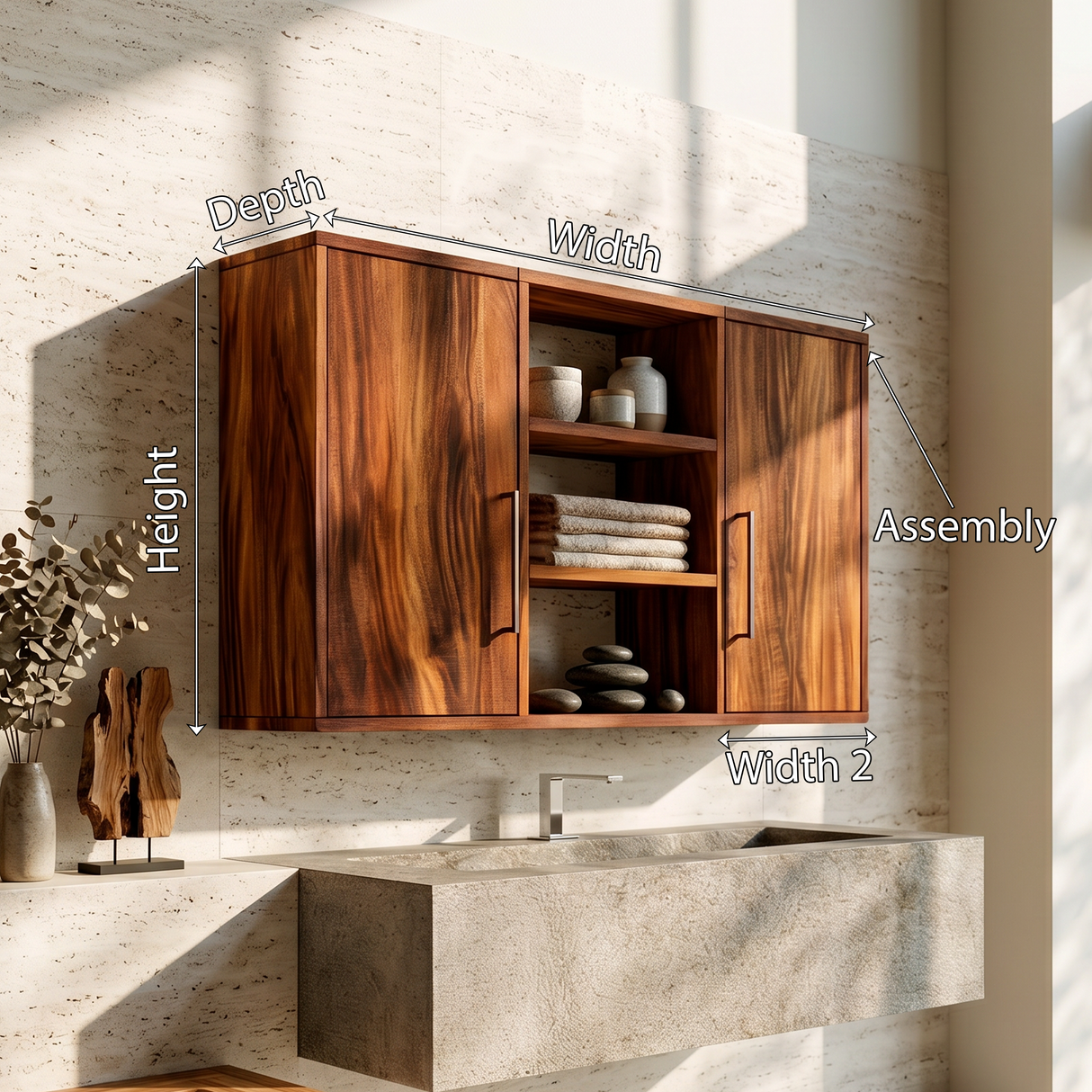 Contemporary Wave Front Bathroom Cabinet Luxury Bathroom