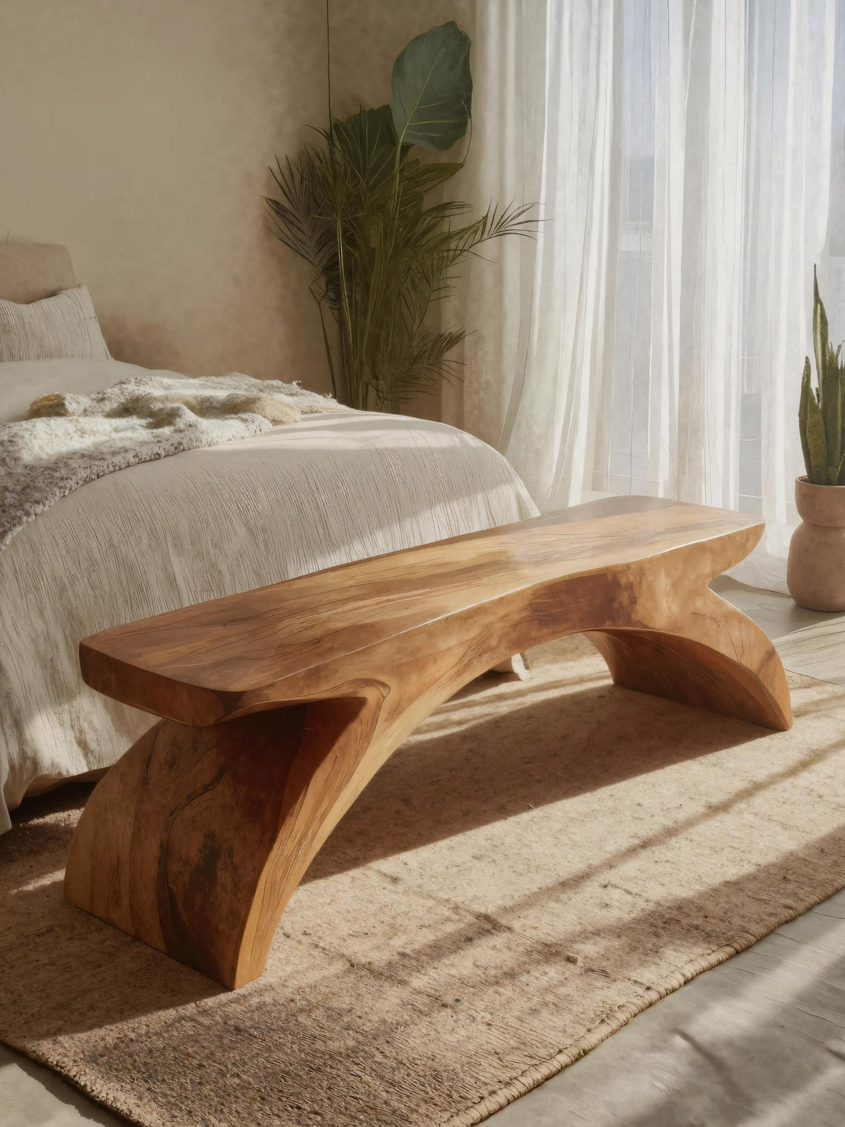 Organic Sculptural Bench For Bedroom Or Living Room